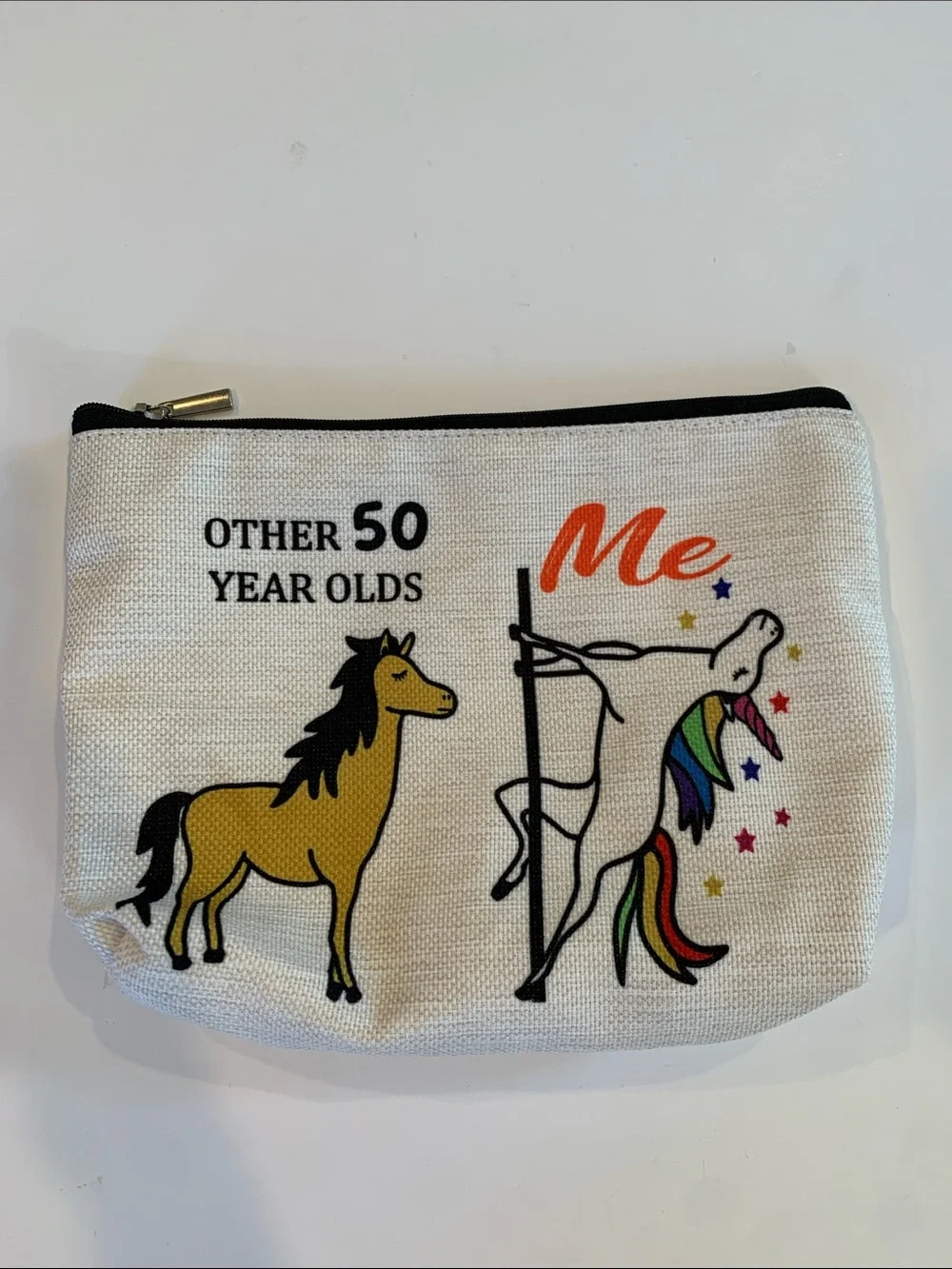 Funny 50th Birthday Unicorn Pole Dance Zippered Makeup Pouch Other